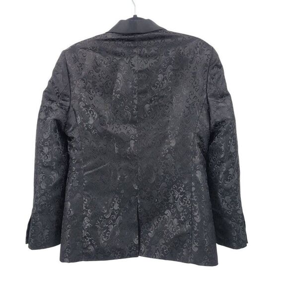 Avanti Milano Paisley Black Jacquard Tuxedo Jacket L Satin Shawl Androgynous - Picture 2 of 11